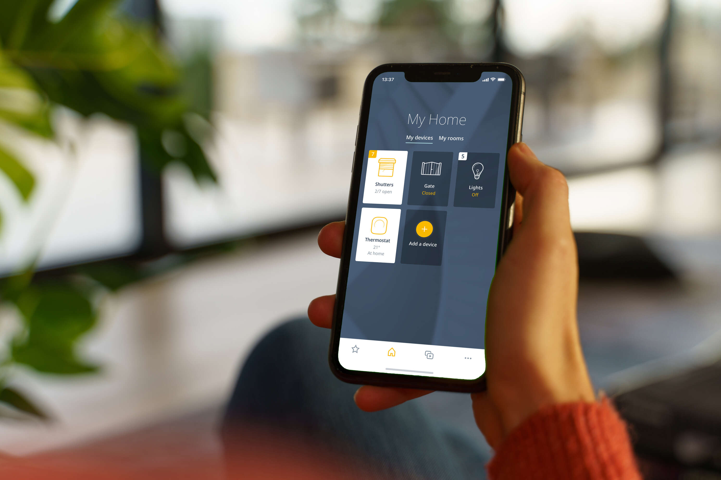 Scherm van de TaHoma app op smartphone